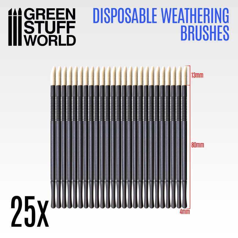 Green Stuff World: 25x Disposable Weathering Brushes - Warhaus