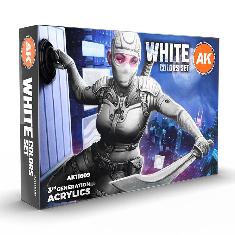 AK Interactive: 3rd Gen paint set - White Colors Set