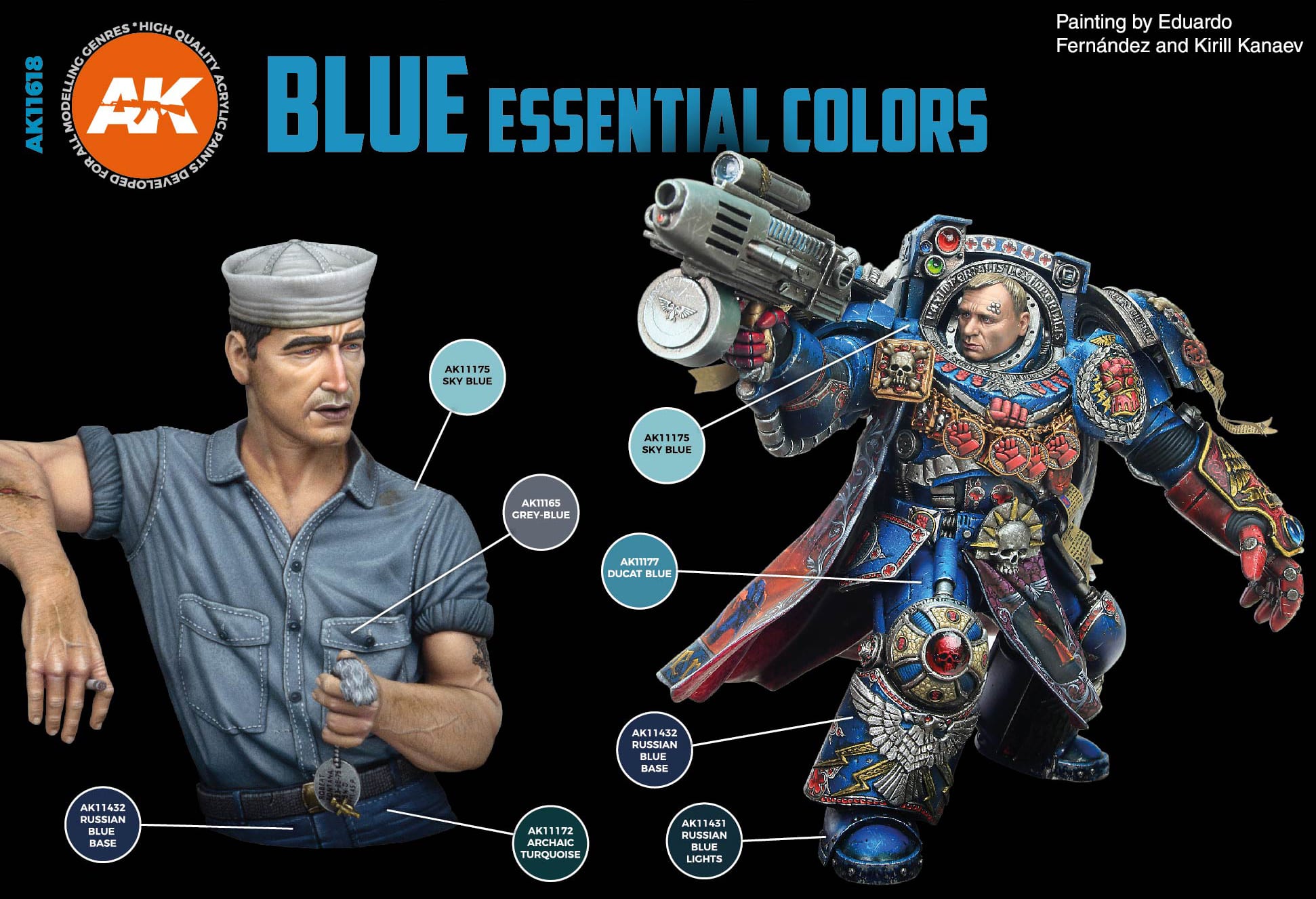 AK Interactive: 3rd Gen paint set - Blue Essential Colors