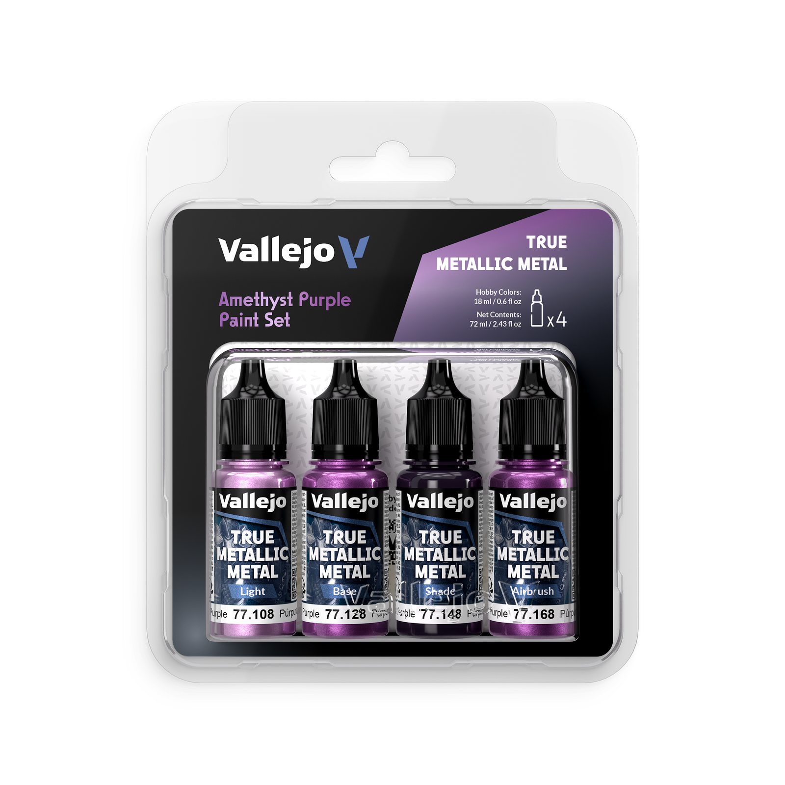 Vallejo: True Metallic Metal Amethyst Purple - 4 Colour Paint Set