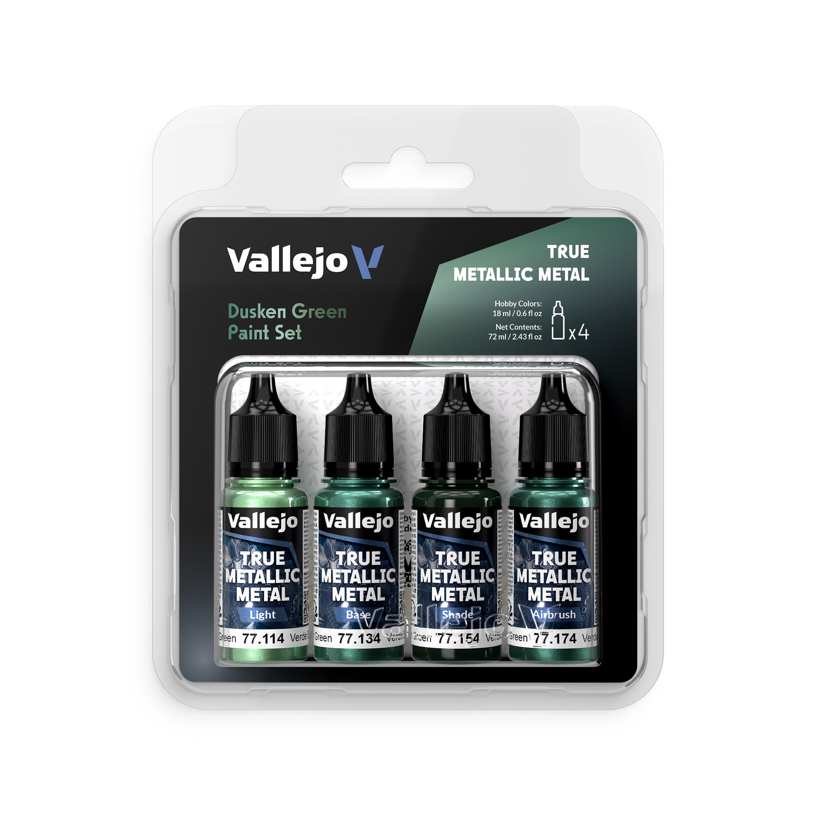 Vallejo: True Metallic Metal Dusken Green - 4 Colour Paint Set