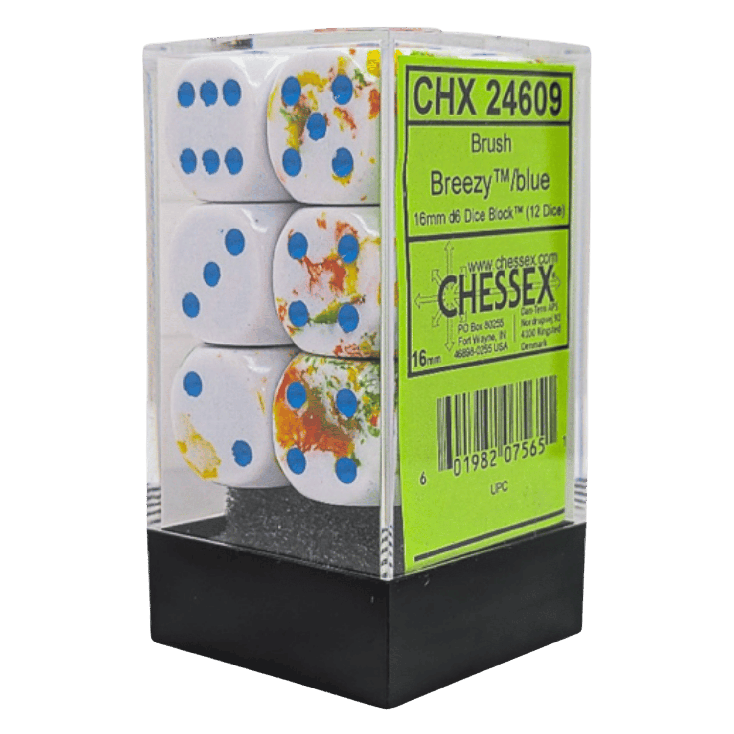 Chessex: Brush Breezy/blue 16mm d6 Dice Block (12 dice)