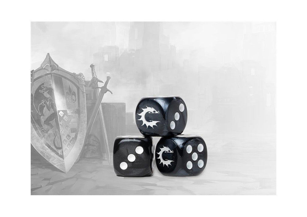 Conquest - Conquest Logo on Dark Grey Marbled Dice - 24 per pack