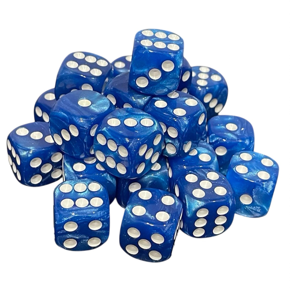 16mm Dice Pearl Blue (White pips)