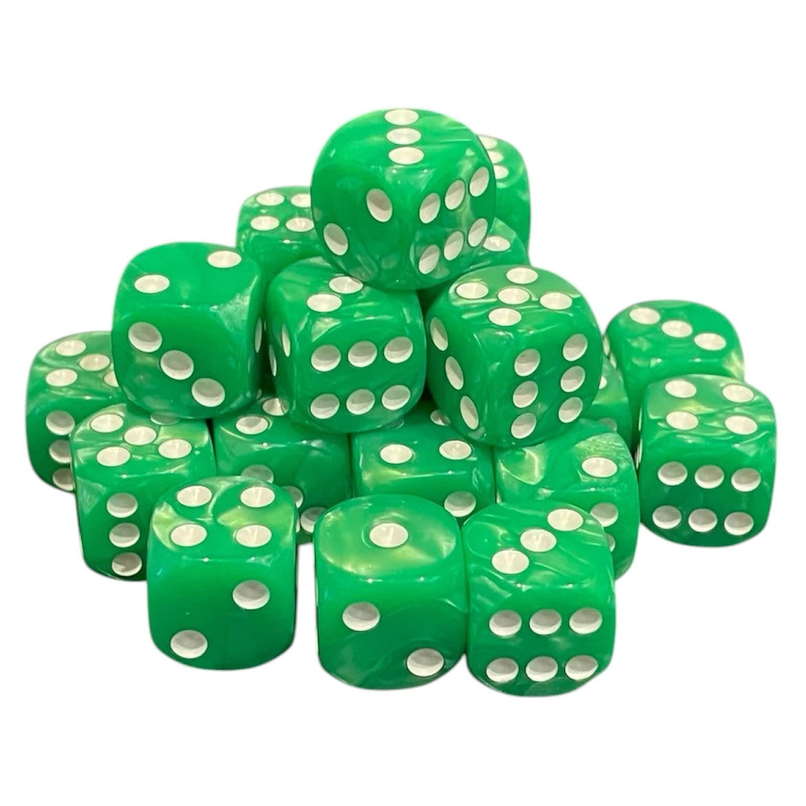 16mm Dice Pearl Mint Green (White pips)