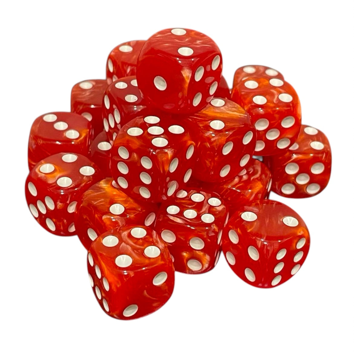 16mm Dice Pearl Red (White pips)