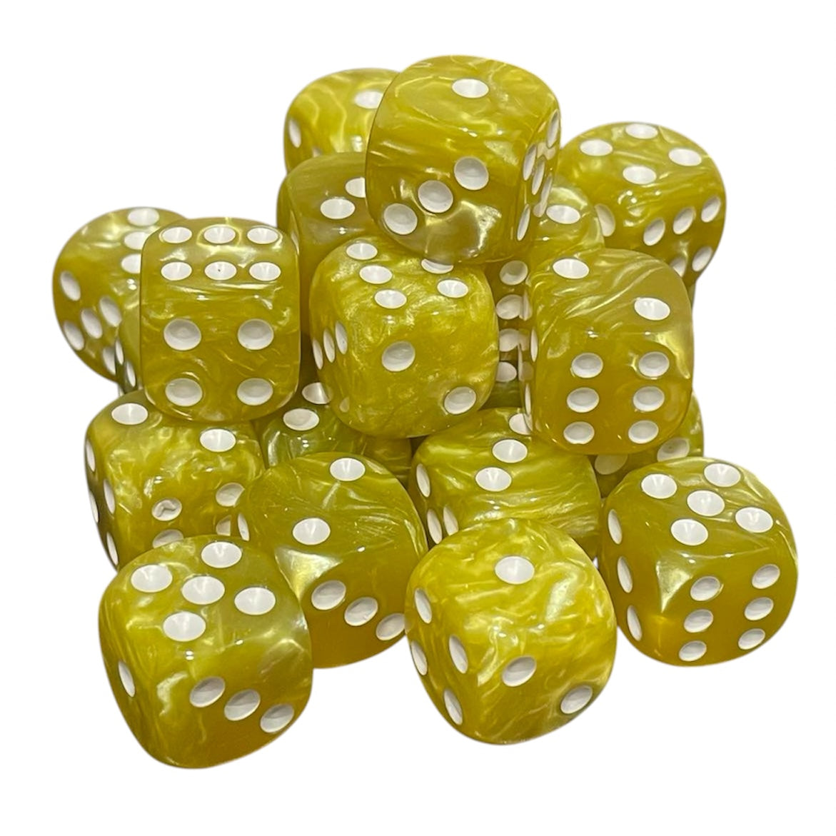 16mm Dice Pearl Yellow (White pips)