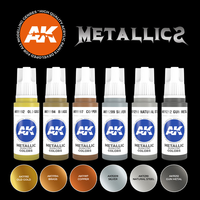 AK Interactive: 3rd Gen paint set - Metallics Set