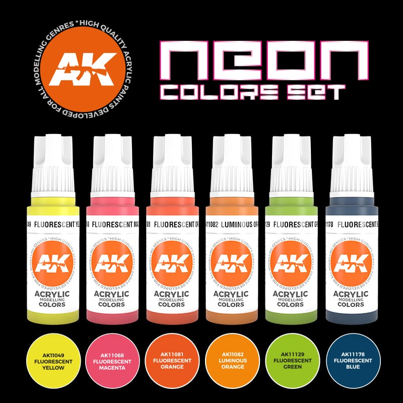 AK Interactive: 3rd Gen paint set - Neon Colors Set