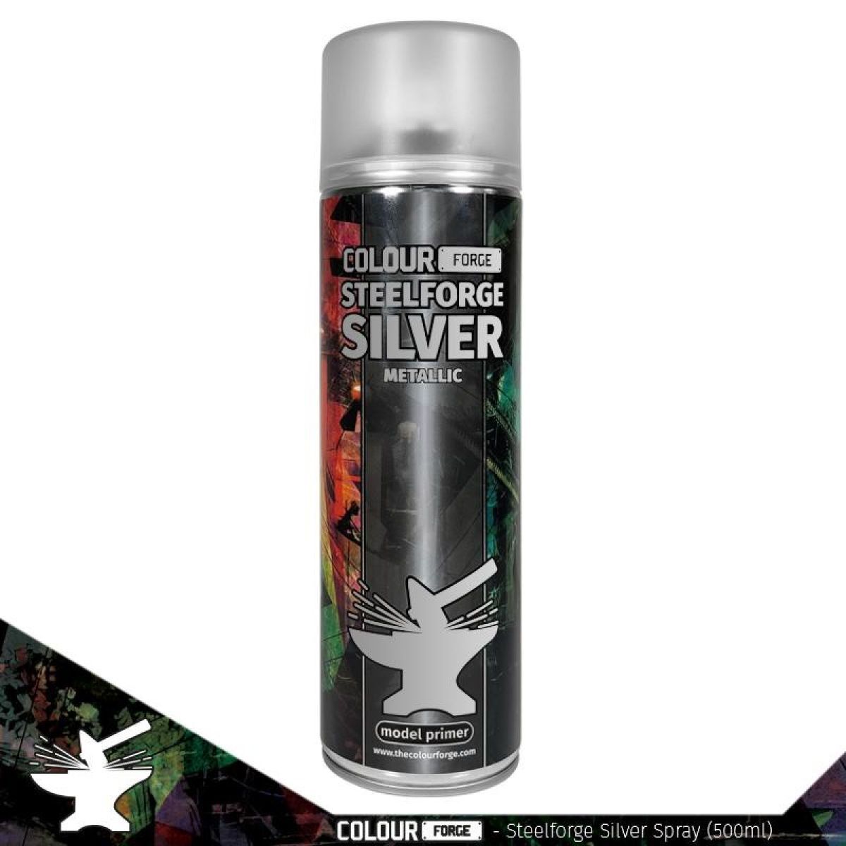Colour Forge: Aerosol Spray Primer - Steelforge Silver 500ml - Warhaus