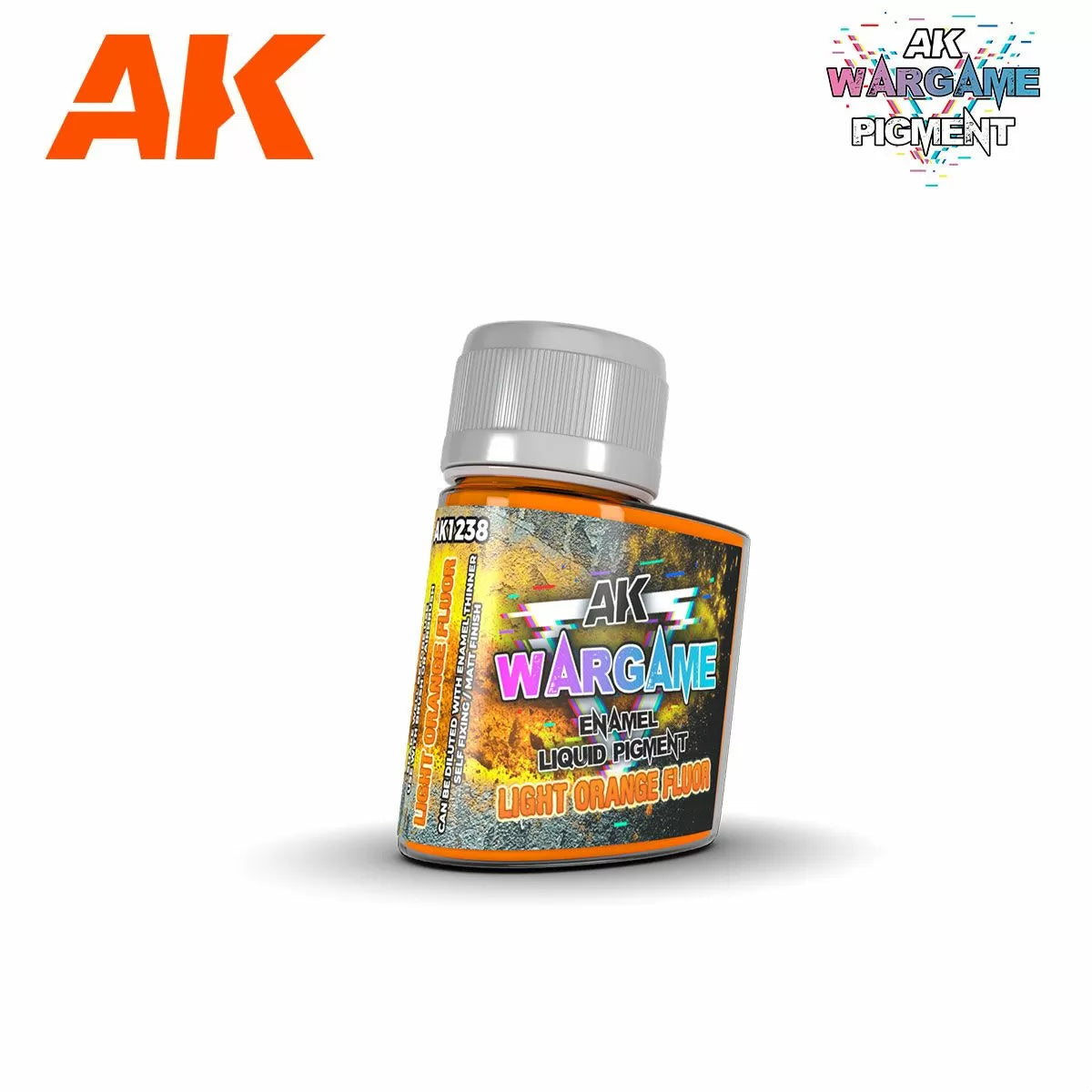 AK Interactive: Wargame Enamel Liquid Pigments - Light Orange Fluor 35ml