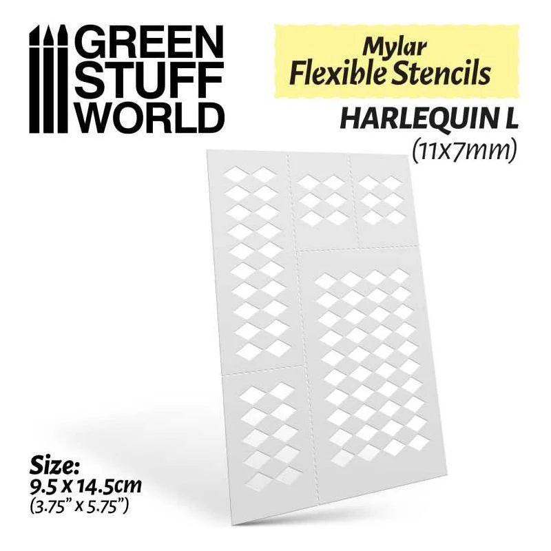 Green Stuff World: Flexible Stencils - Harlequin L (11x7mm)