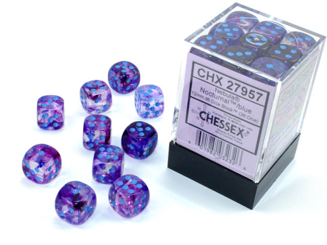 Chessex Dice: Nebula 16mm d6 Nocturnal/blue Luminary Dice Block