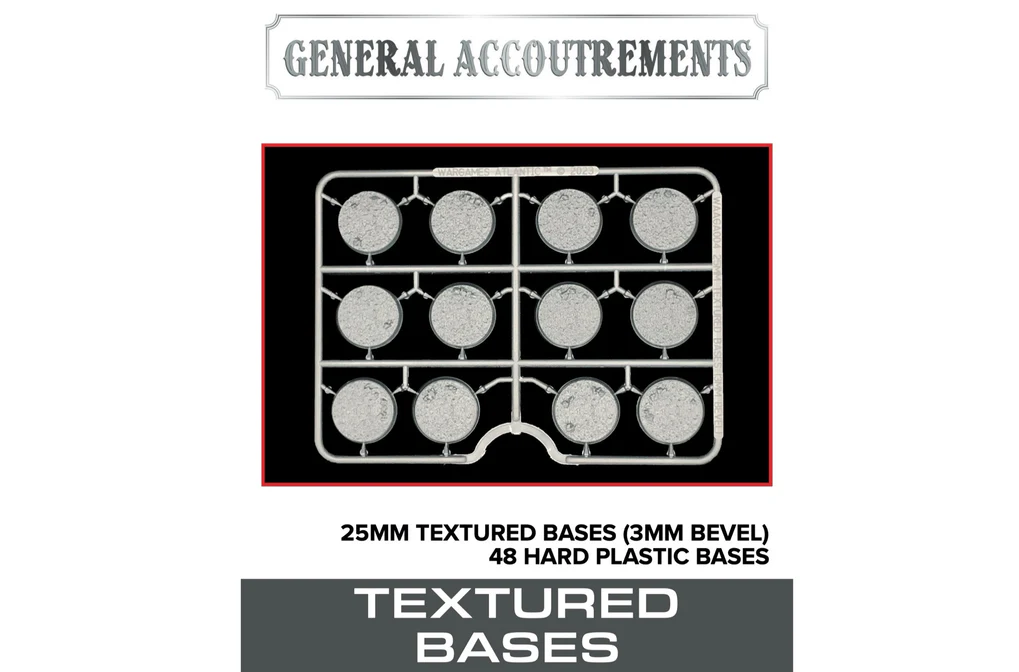 Wargames Atlantic: General Accoutrements - 25mm Textured Bases (3mm Bevel)