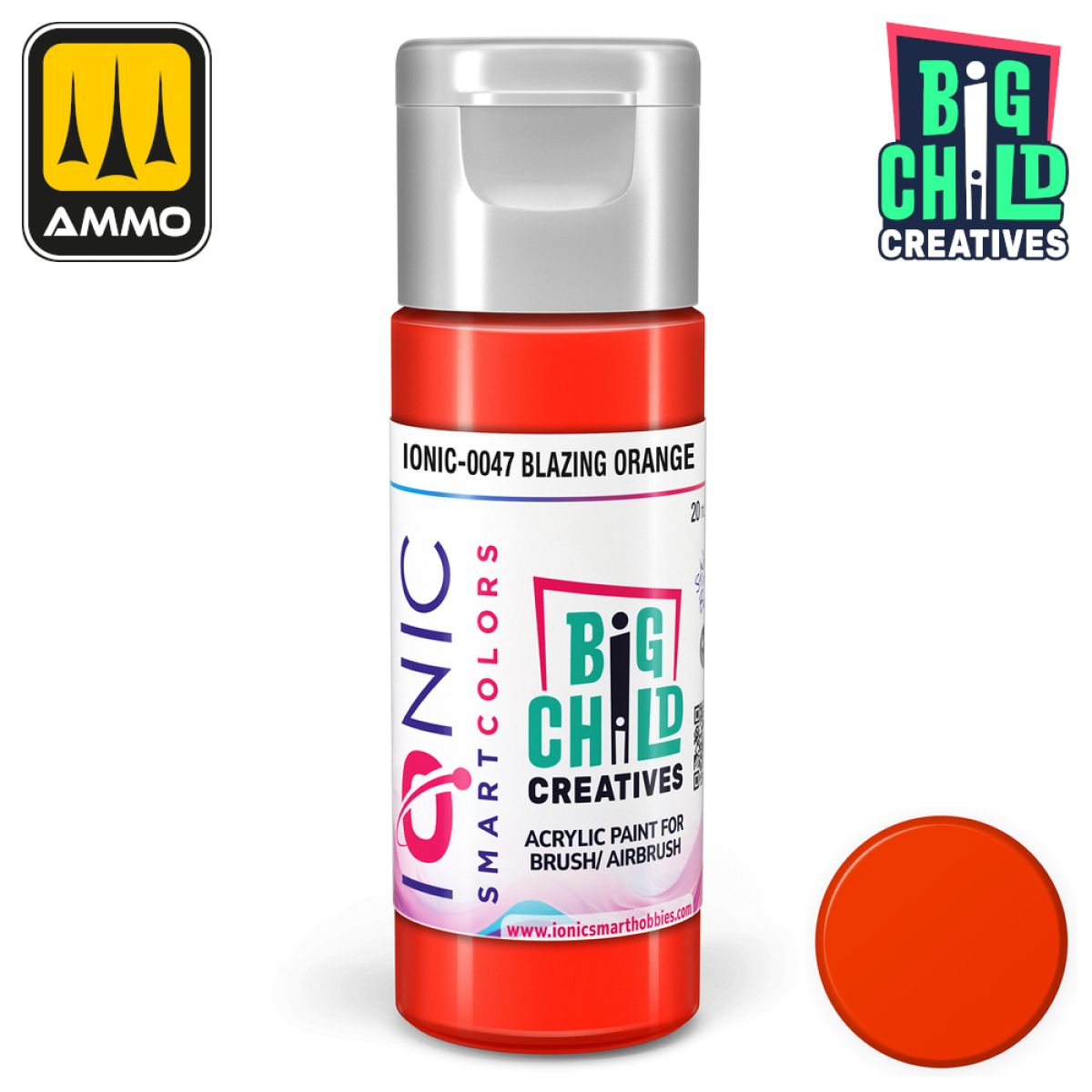 Ionic - Acrylic Paints - Blazing Orange 20ml