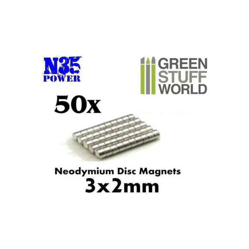 Green Stuff World: Neodymium Magnets 3 x 2mm - Set x50 (N35) - Warhaus