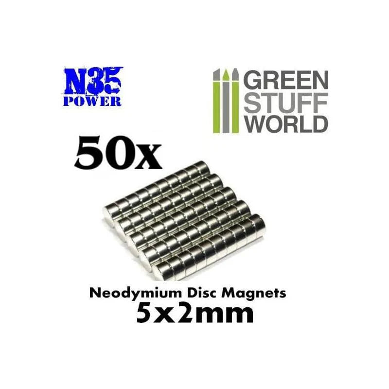 Green Stuff World: Neodymium Magnets 5 x 2mm - Set x50 (N35) - Warhaus
