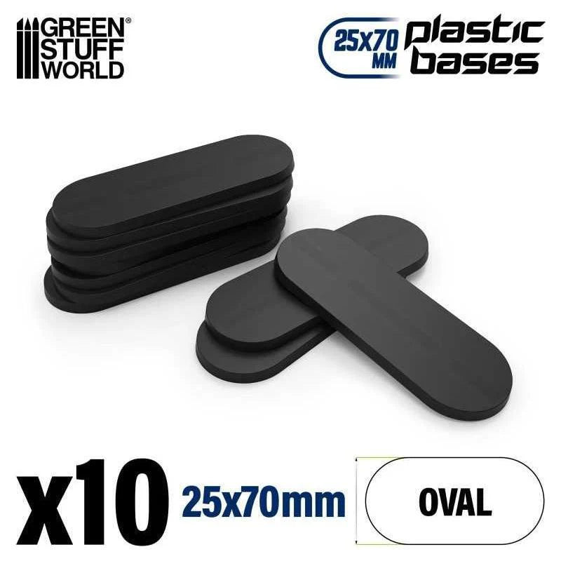 Green Stuff World: Plastic Bases - Oval Pill 25x70mm BLACK