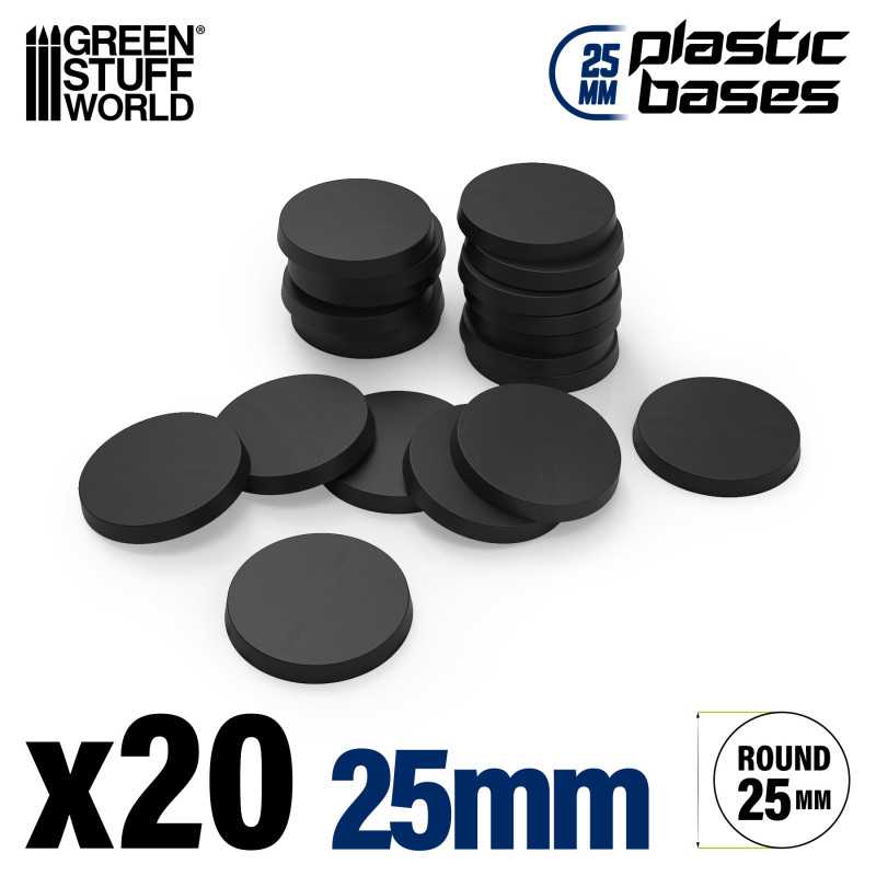 Green Stuff World: Plastic Bases - Round 25mm BLACK