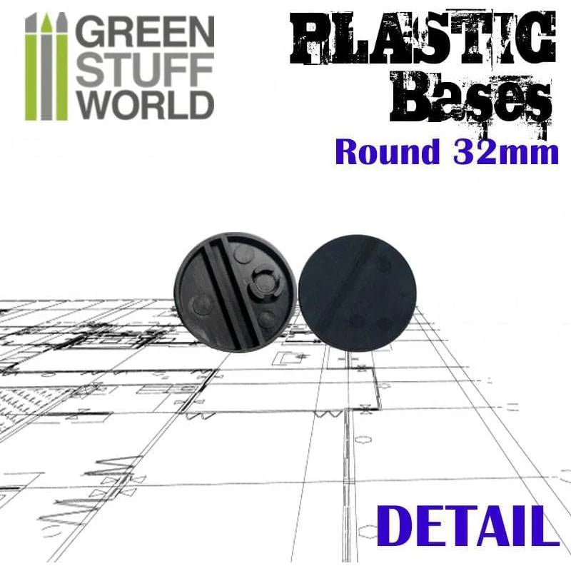 Green Stuff World: Plastic Bases - Round 32mm Black - Warhaus