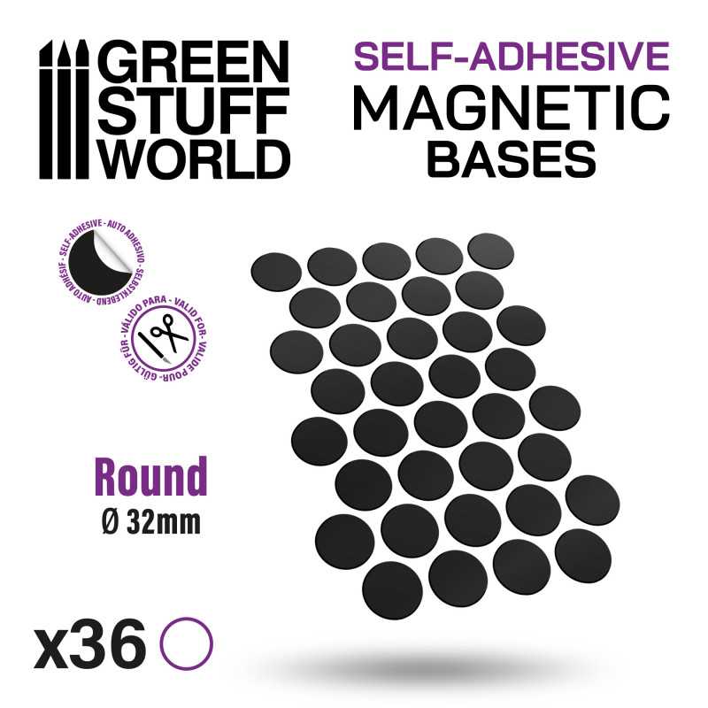 Green Stuff World: Round Magnetic Sheet Self-Adhesive - 32mm