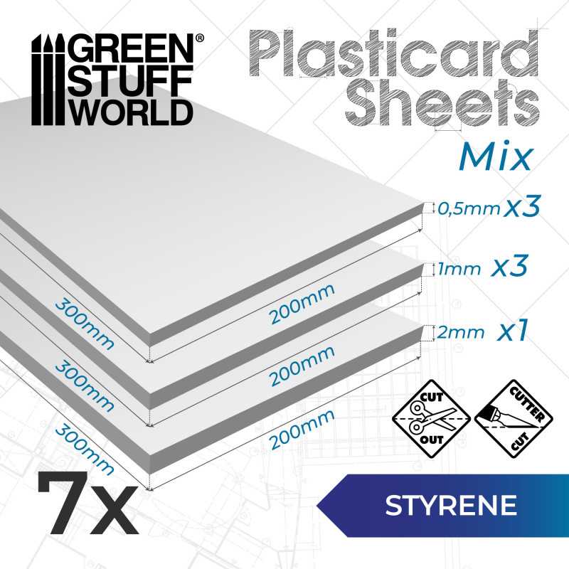GREEN STUFF WORLD Styrene Sheets - Variety Pack x7