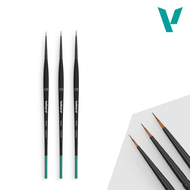 Vallejo Brushes - Detail - Definition Set - Synthetic fibers (Sizes 4/0; 3/0 & 2/0)