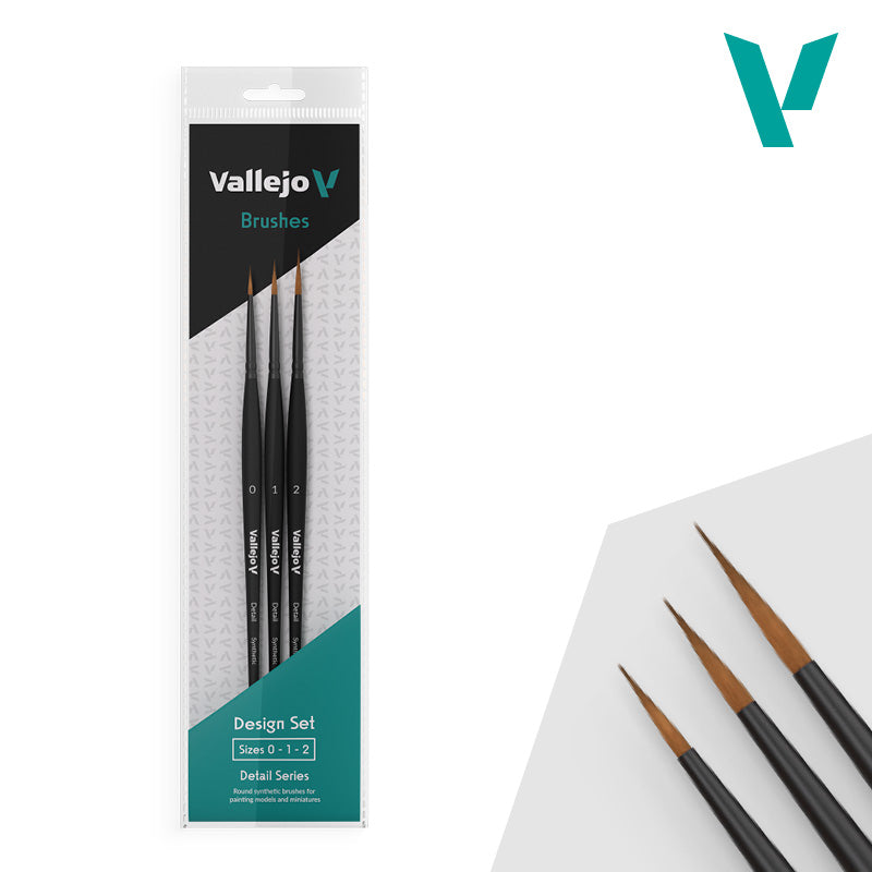Vallejo Brushes - Detail - Design Set - Synthetic fibers (Sizes 0; 1 & 2)