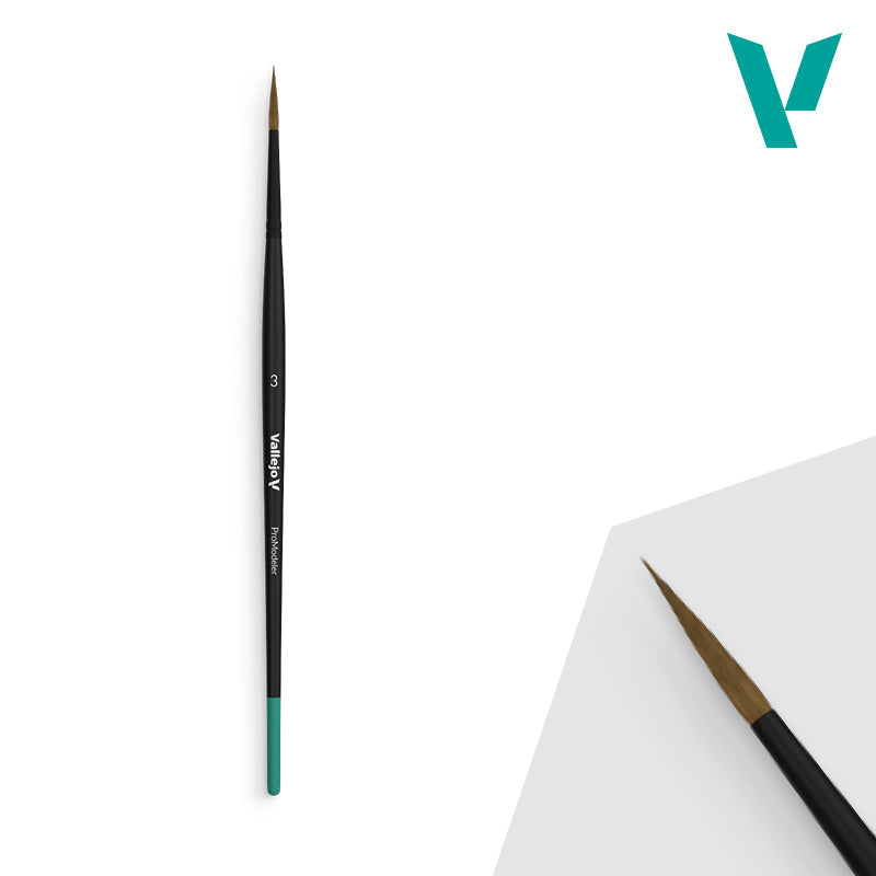Vallejo Brushes - Pro Modeler - Natural Hair Round Brush No. 3