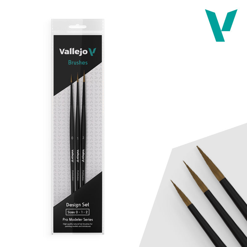 Vallejo Brushes - Pro Modeler - Design Set - Natural Hair (Sizes 0, 1 & 2)