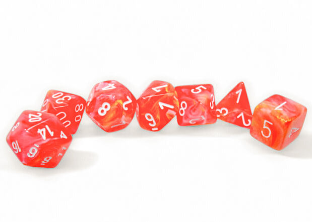 Chessex Dice: Festive Dahlia/white Luminary Polyhedral 7-Dice Set