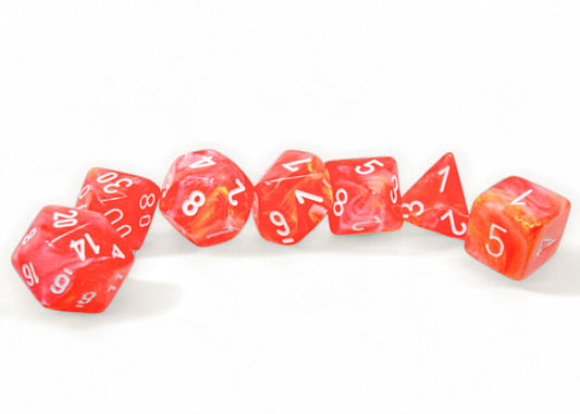 Chessex Dice: Festive Dahlia/white Luminary Polyhedral 7-Dice Set