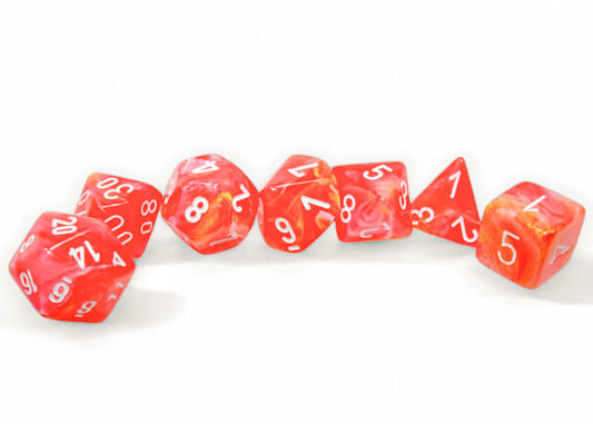 Chessex Dice: Festive Dahlia/white Luminary Polyhedral 7-Dice Set