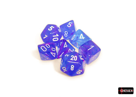 Chessex Dice: Nebula Aura/white Luminary Polyhedral 7-Dice Set