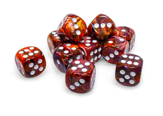 Chessex Dice: Festive Symphony/white 16mm d6 Dice Block (12 dice)