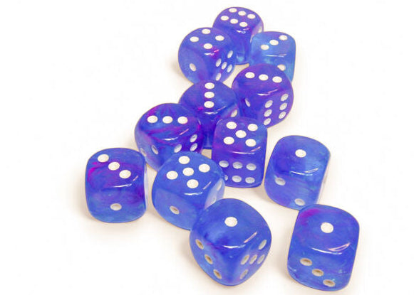 Chessex Dice: Nebula Aura/white Luminary 16mm d6 Dice Block (12 dice)