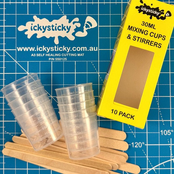 ICKYSTICKY: 30ml Mixing Cups + Stirrers 10pk