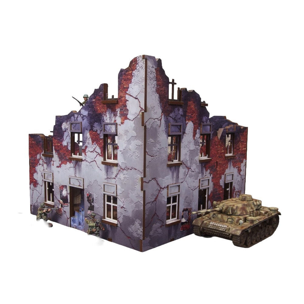 Micro Art Studio - WW2 Ostfront Stalingrad Apt Block Front (w/ 3rd floor) PREPAINTED [28mm/1:56]