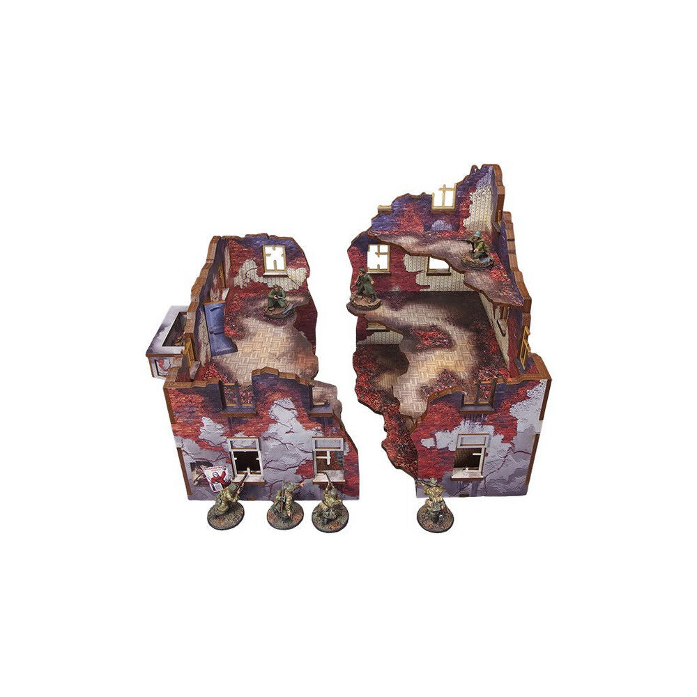 Micro Art Studio - WW2 Ostfront Stalingrad Apt Block Back (w/ balcony) PREPAINTED [28mm/1:56]