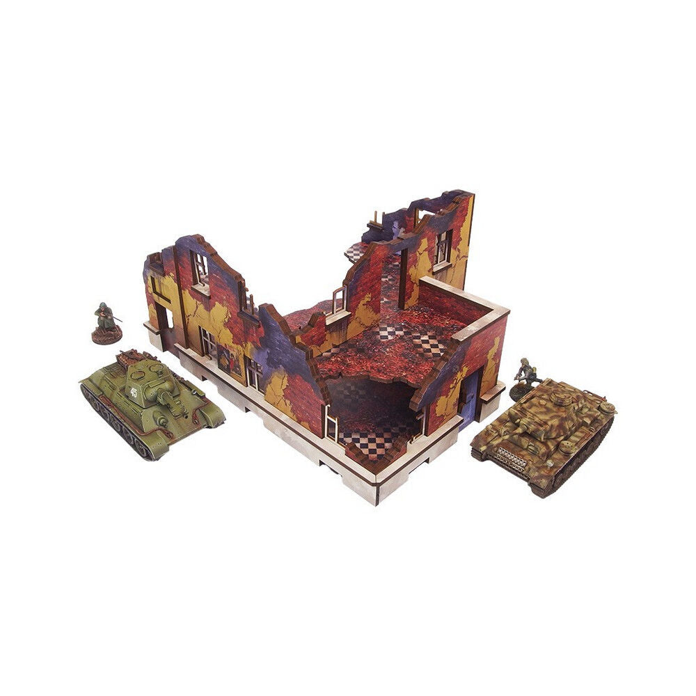 Micro Art Studio - WW2 Ostfront Stalingrad School Left (with balcony) (1) PREPAINTED [28mm/1:56]