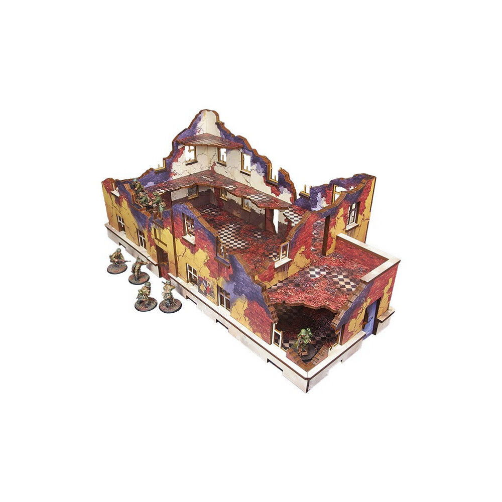 Micro Art Studio - WW2 Ostfront Stalingrad School Left (with balcony) (1) PREPAINTED [28mm/1:56]