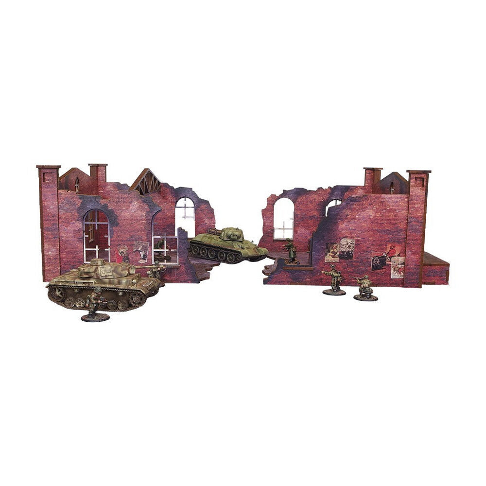Micro Art Studio - WW2 Ostfront Stalingrad Factory Back (with ramp) (1) PREPAINTED [28mm/1:56]