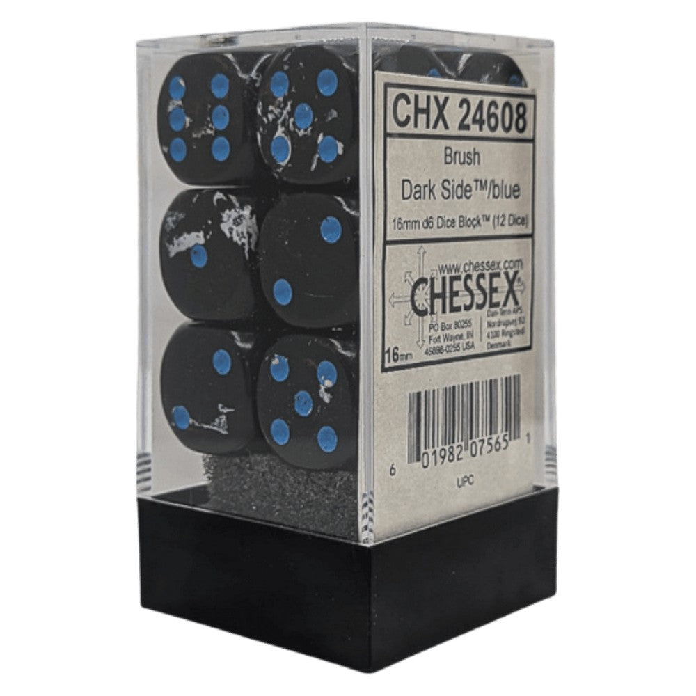 Chessex: Brush Dark Side/blue 16mm d6 Dice Block (12 dice)
