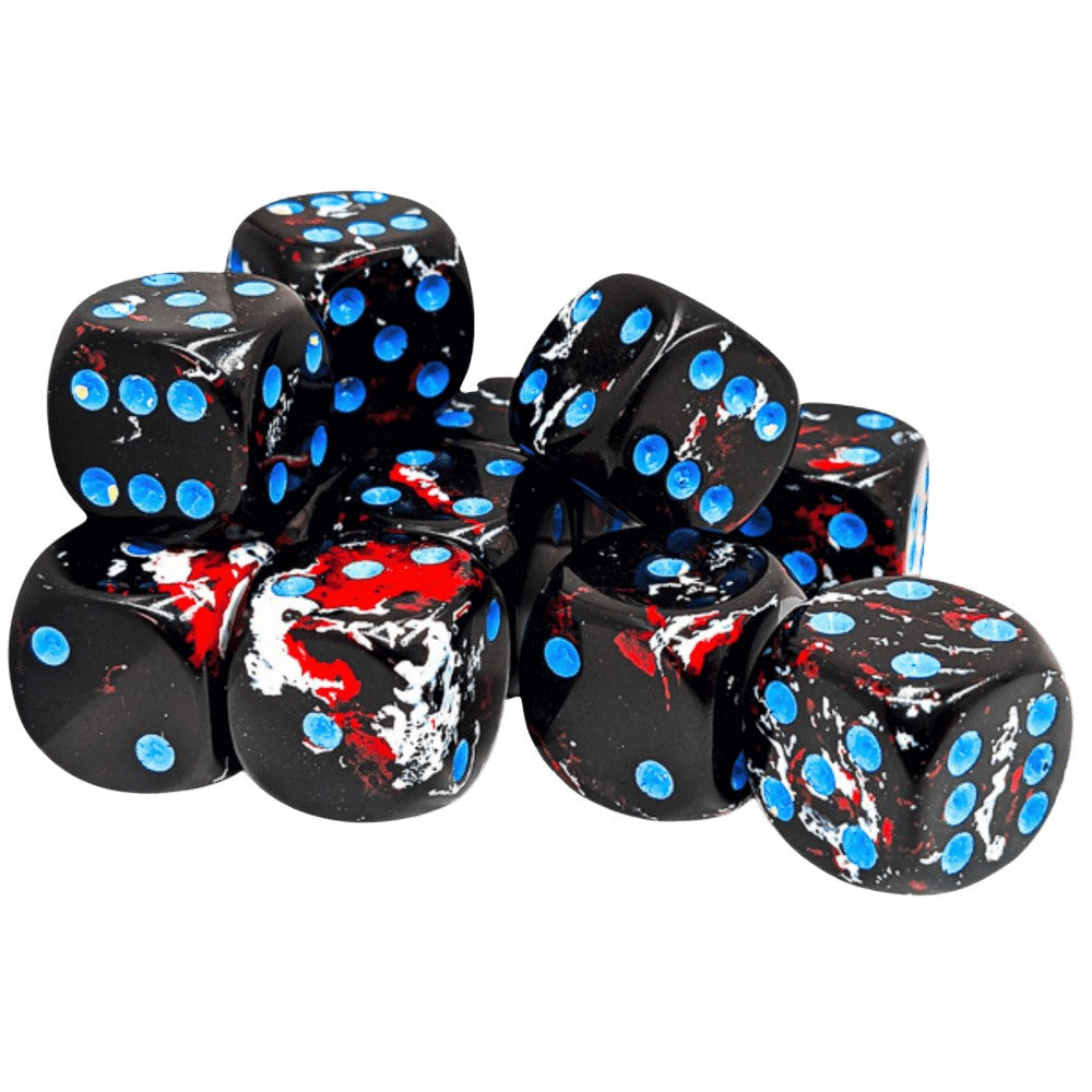 Chessex: Brush Dark Side/blue 16mm d6 Dice Block (12 dice)