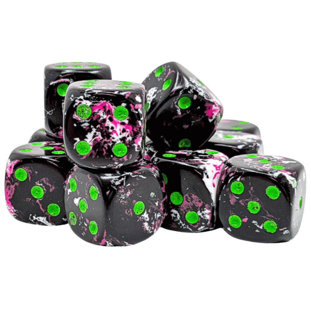 Chessex: Brush Paintball/green 16mm d6 Dice Block (12 dice)