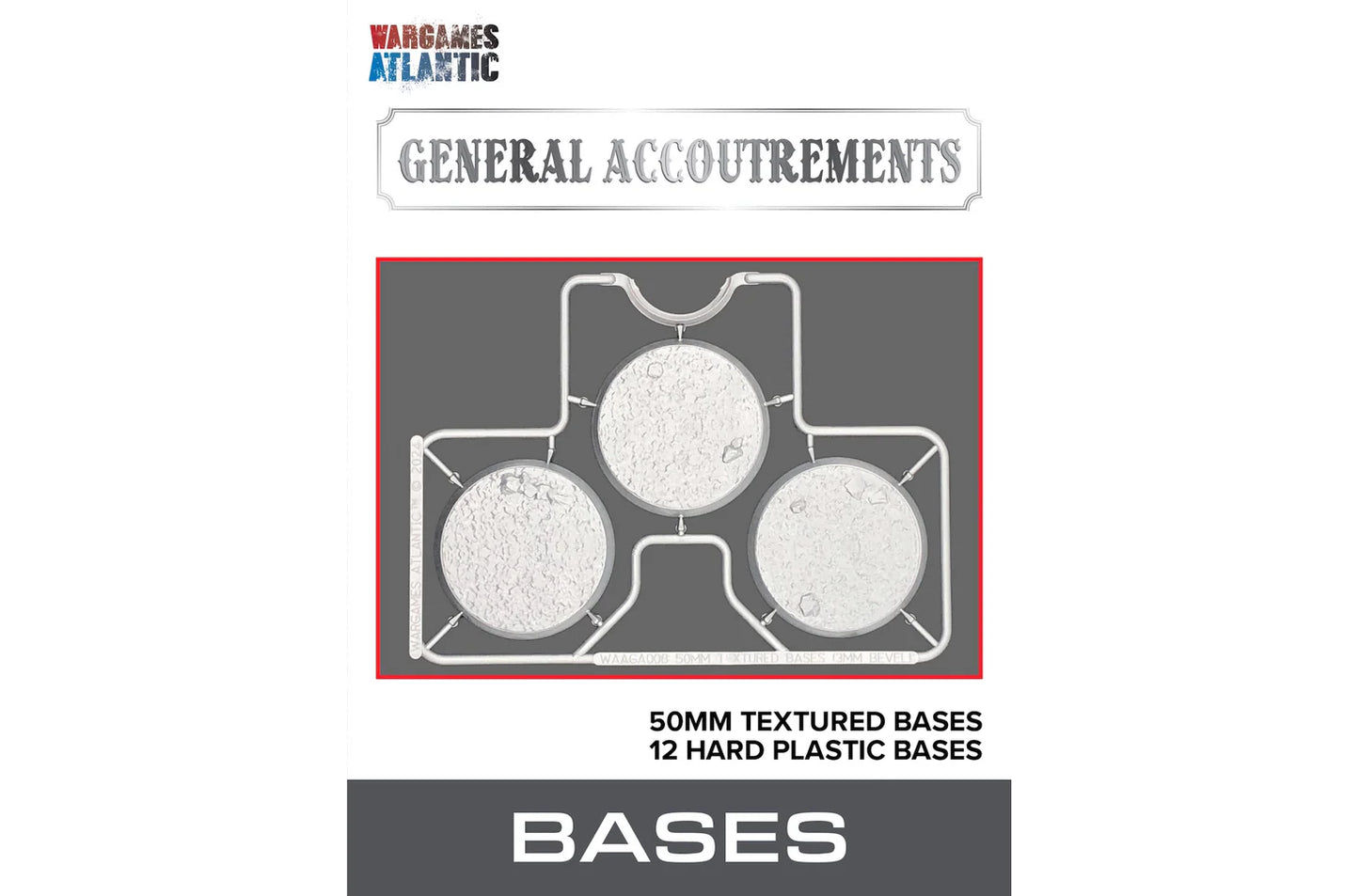 Wargames Atlantic: General Accoutrements - 50mm Textured Bases (3mm Bevel)