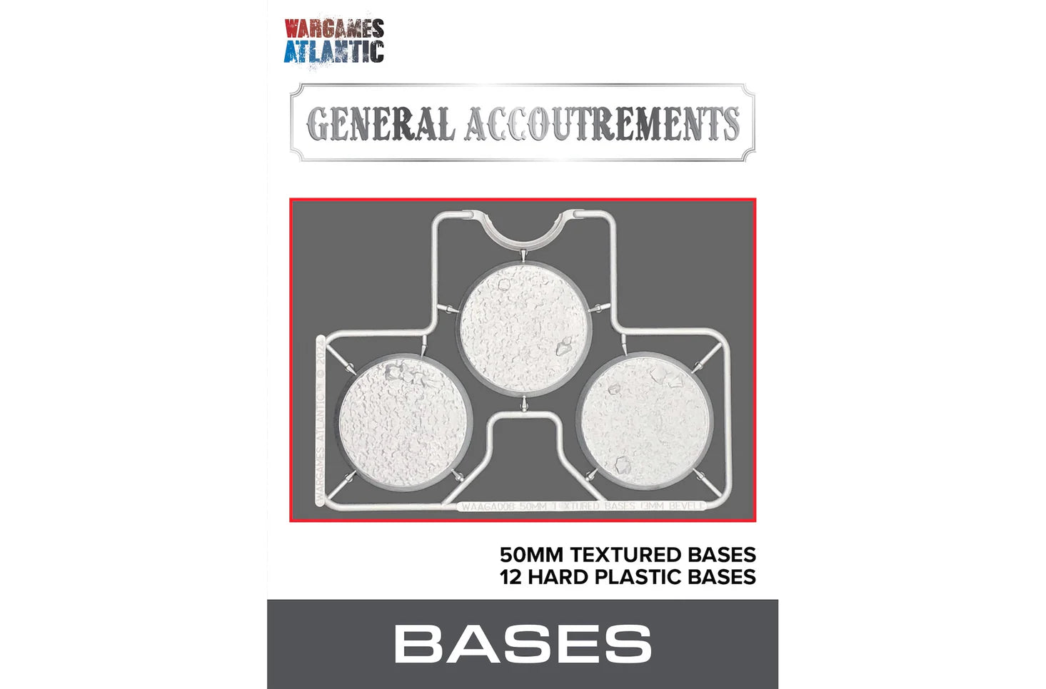 Wargames Atlantic: General Accoutrements - 50mm Textured Bases (3mm Bevel)