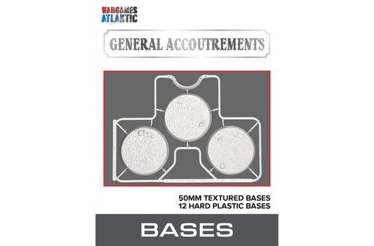 Wargames Atlantic: General Accoutrements - 50mm Textured Bases (3mm Bevel)