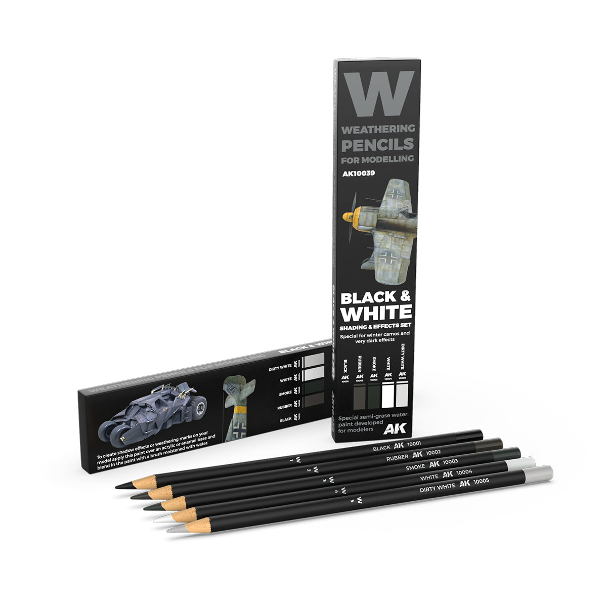 AK Interactive: Weathering Pencil Black & White Shading Set