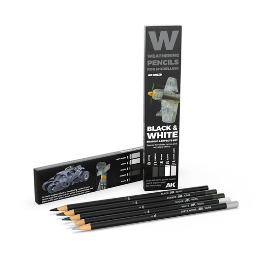 AK Interactive: Weathering Pencil Black & White Shading Set